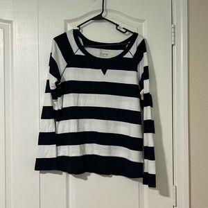 Gap Striped Long Sleeve Shirt Navy/White - Large